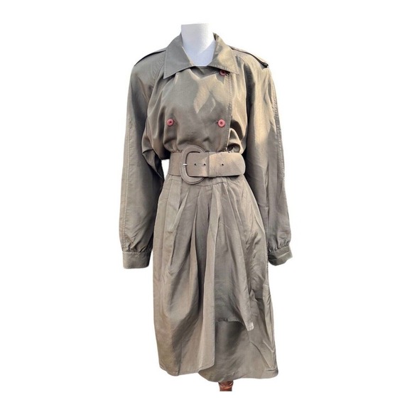 Vintage Pat Argenti Silk Shirt Dress Belted Safari Chic 1980's mini dress 12 - Picture 6 of 9